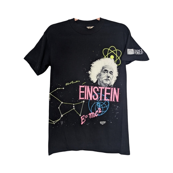 Vintage Tops - 1987 Smithsonian Institute Einstein Graphic Women's Short Sleeve Vintage Tee